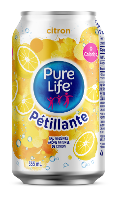 Canette d’eau pétillante de 355 mL Arôme Naturel de Citron