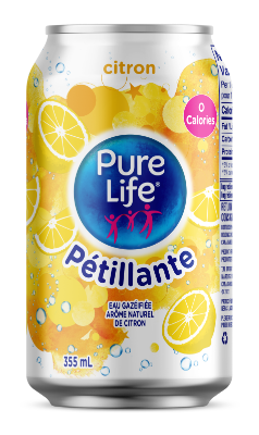 Pure Life Canada Sparkling Lemon 355mL Can Single French