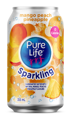 Pure Life Canada Sparkling Mango Peach Pineapple 355mL Can Single English