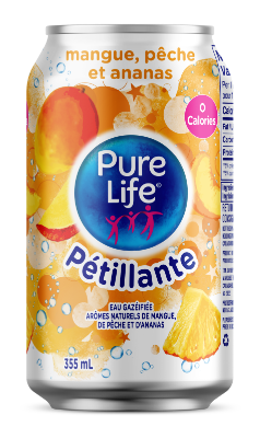 Pure Life Canada Sparkling Mango Peach Pineapple 355mL Can Single French