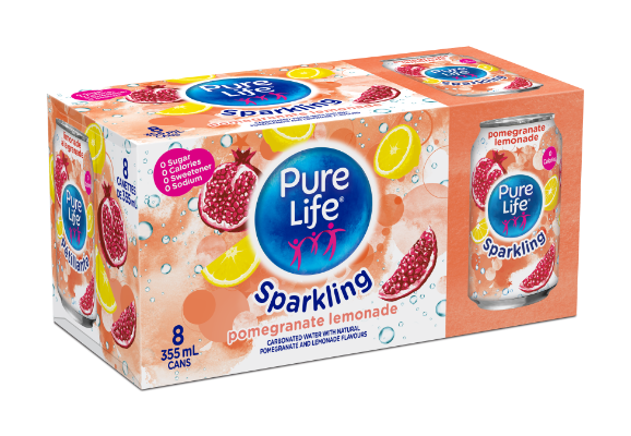 Pure Life Canada Sparkling Pomegranate Lemonade 355mL 8pack Single English
