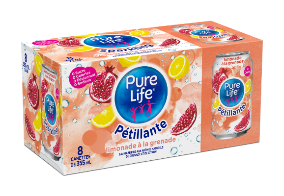 Pure Life Canada Sparkling Pomegranate Lemonade 355mL Can 8pack French