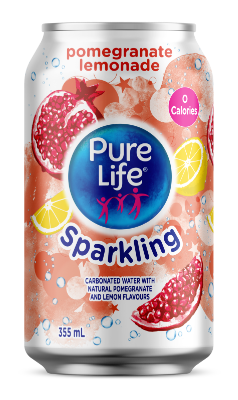 Pure Life Canada Sparkling Pomegranate Lemonade 355 mL Can Single English