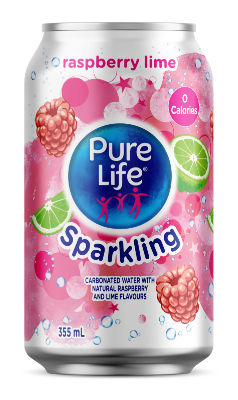Pure Life Canada Sparkling Raspberry Lime 355mL Can Single English