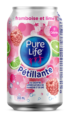 Pure Life Canada Sparkling Raspberry Lime 355mL Can Single French