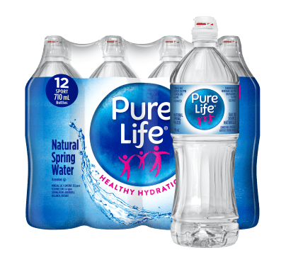 Pure Life Canada natural spring water available in single bottles and pack.